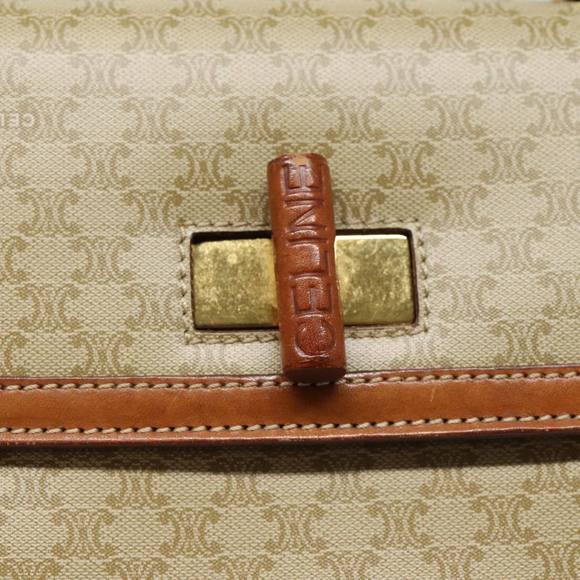 CELINE Macadam Canvas Hand Bag Beige Gold Auth 88751 - Picture 14 of 16
